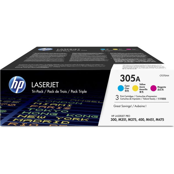 HP Original 305A Toner cyan, magenta, gelb (CF370AM) 3er Set Dreierpack