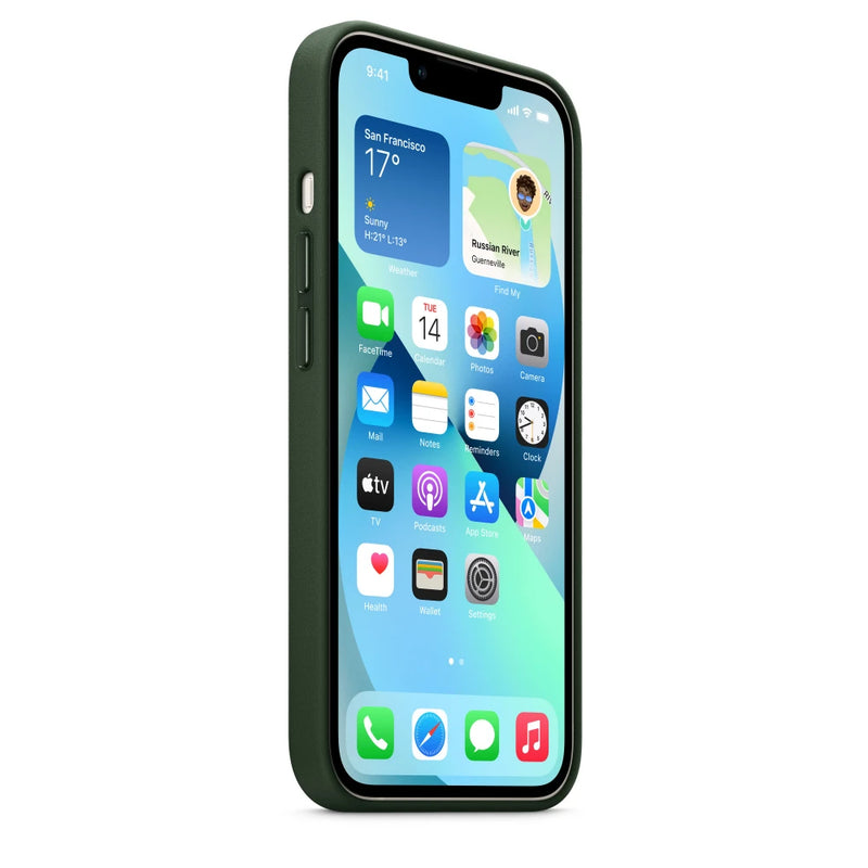 Apple Leder Case mit MagSafe (iPhone 13) Schwarzgrün