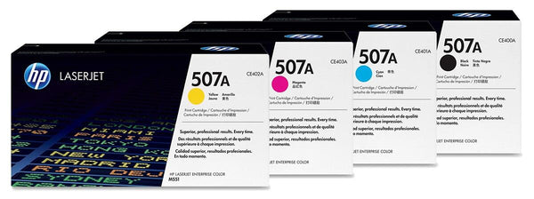 HP Original 507A Toner 4er Set Multipack Cyan Magenta Gelb Schwarz (CE400A, CE401A, CE402A, CE403A)